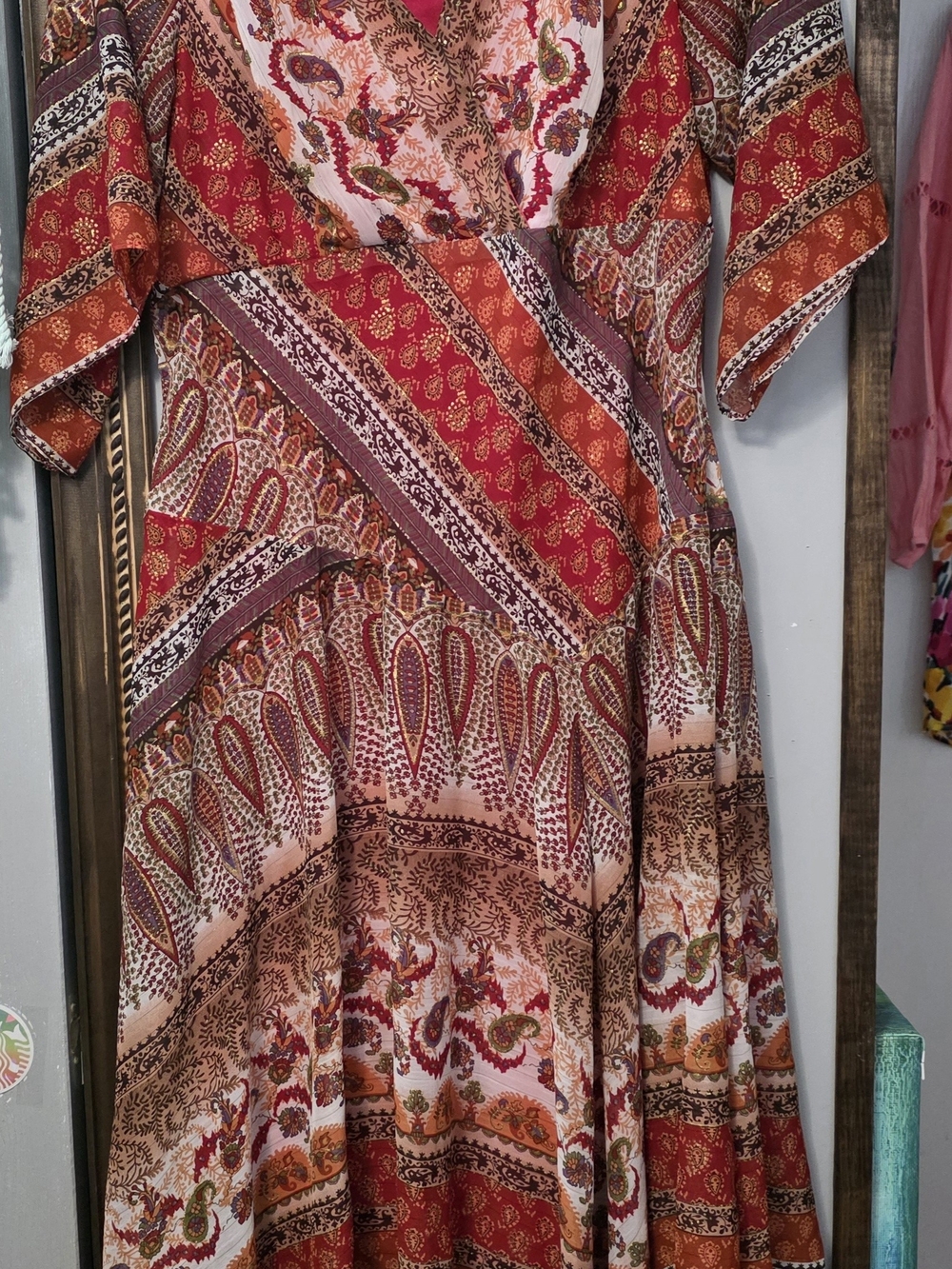Westport Multicolor Paisley Maxi Dress in Red and Orange